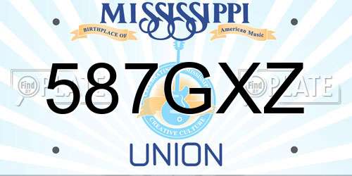 587GXZ Mississippi License Plate