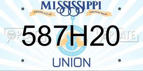 587H20 Mississippi License Plate