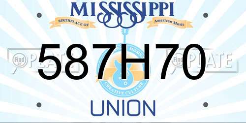 587H70 Mississippi License Plate