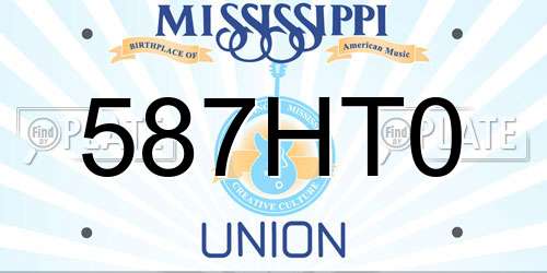 587HT0 Mississippi License Plate