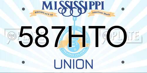 587HTO Mississippi License Plate