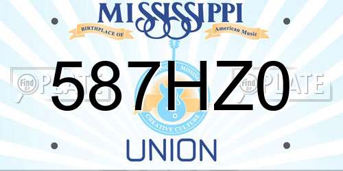 587HZ0 Mississippi License Plate