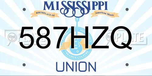 587HZQ Mississippi License Plate