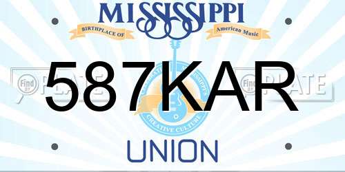 587KAR Mississippi License Plate