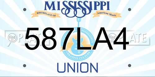 587LA4 Mississippi License Plate