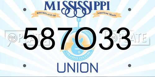 587O33 Mississippi License Plate