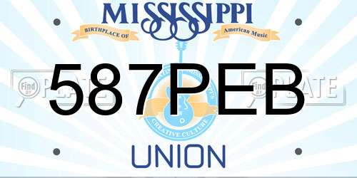 587PEB Mississippi License Plate
