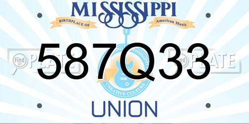 587Q33 Mississippi License Plate