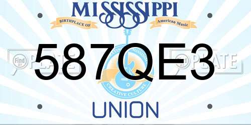 587QE3 Mississippi License Plate
