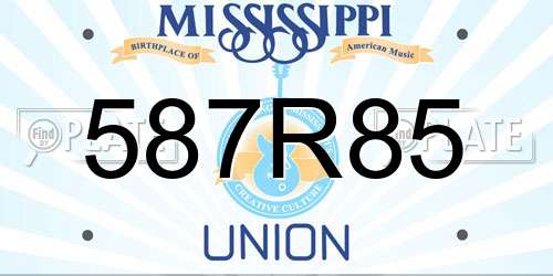 587R85 Mississippi License Plate