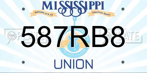 587RB8 Mississippi License Plate