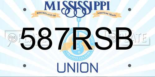 587RSB Mississippi License Plate