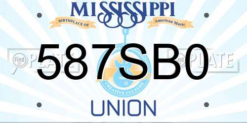 587SB0 Mississippi License Plate