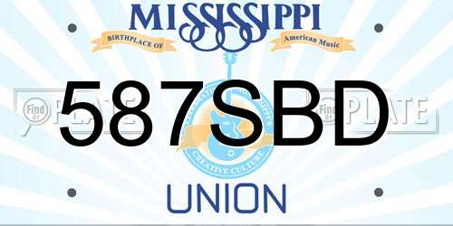587SBD Mississippi License Plate