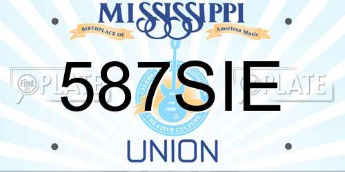587SIE Mississippi License Plate