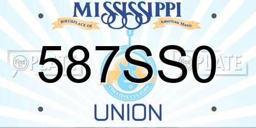 587SS0 Mississippi License Plate