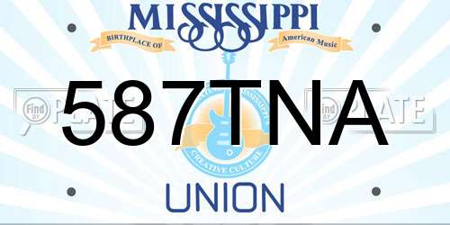 587TNA Mississippi License Plate