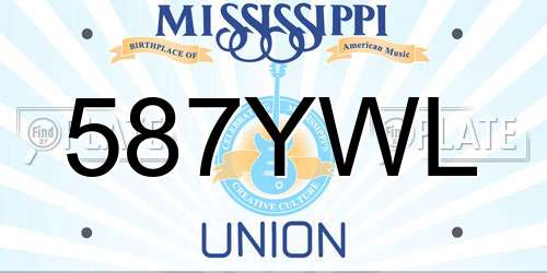 587YWL Mississippi License Plate