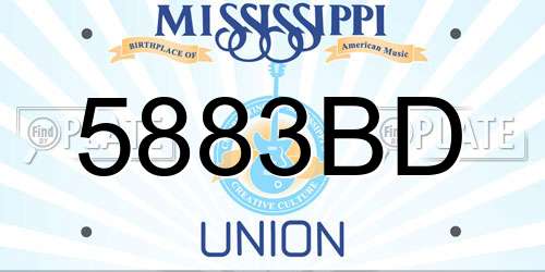 5883BD Mississippi License Plate
