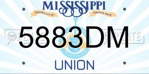 5883DM Mississippi License Plate