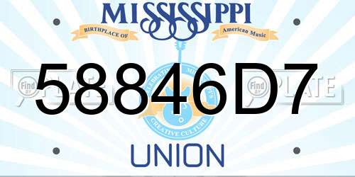 58846D7 Mississippi License Plate