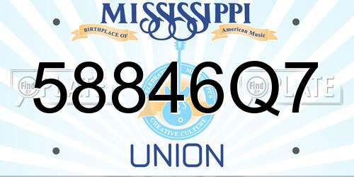58846Q7 Mississippi License Plate