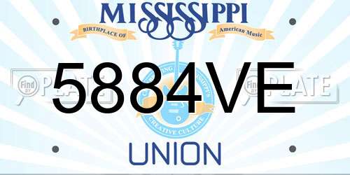 5884VE Mississippi License Plate