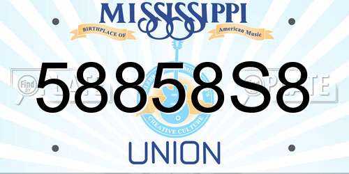 58858S8 Mississippi License Plate