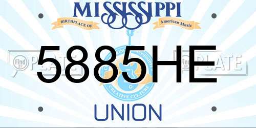 5885HE Mississippi License Plate