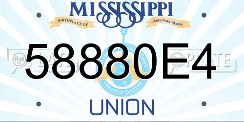 58880E4 Mississippi License Plate