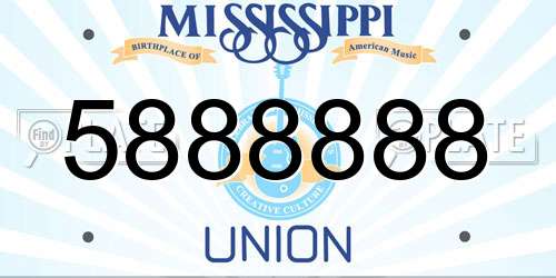 5888888 Mississippi License Plate