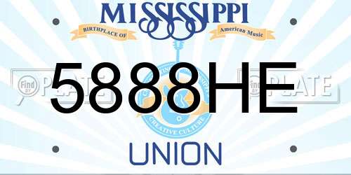 5888HE Mississippi License Plate