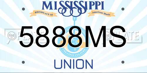 5888MS Mississippi License Plate