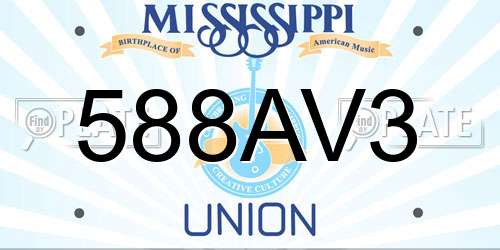588AV3 Mississippi License Plate