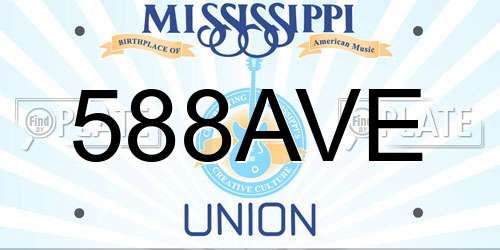 588AVE Mississippi License Plate
