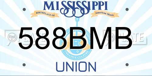 588BMB Mississippi License Plate