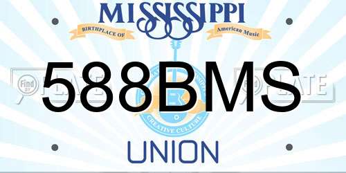 588BMS Mississippi License Plate
