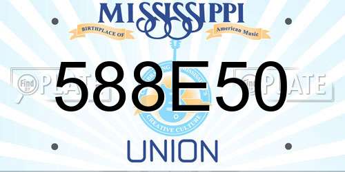 588E50 Mississippi License Plate