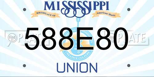 588E80 Mississippi License Plate