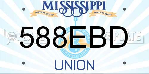 588EBD Mississippi License Plate