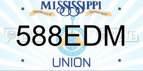 588EDM Mississippi License Plate