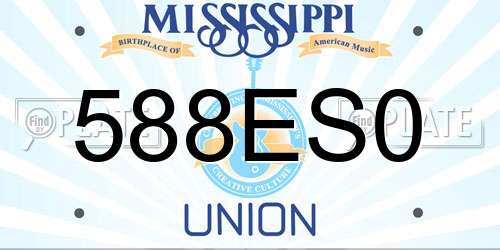 588ES0 Mississippi License Plate
