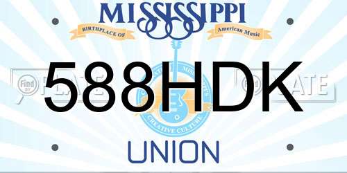588HDK Mississippi License Plate