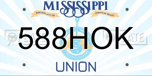 588HOK Mississippi License Plate