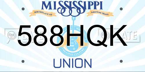 588HQK Mississippi License Plate