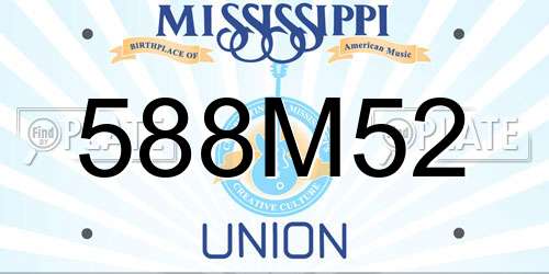 588M52 Mississippi License Plate