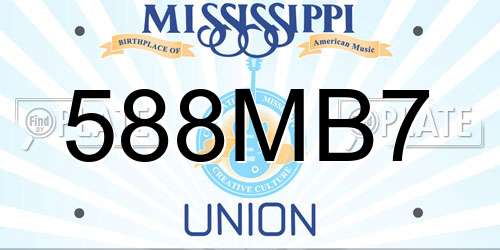 588MB7 Mississippi License Plate