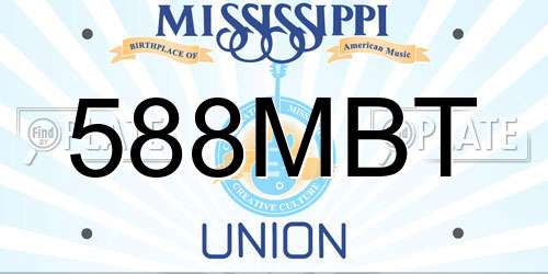 588MBT Mississippi License Plate