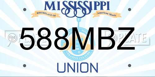 588MBZ Mississippi License Plate