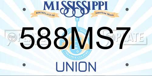 588MS7 Mississippi License Plate